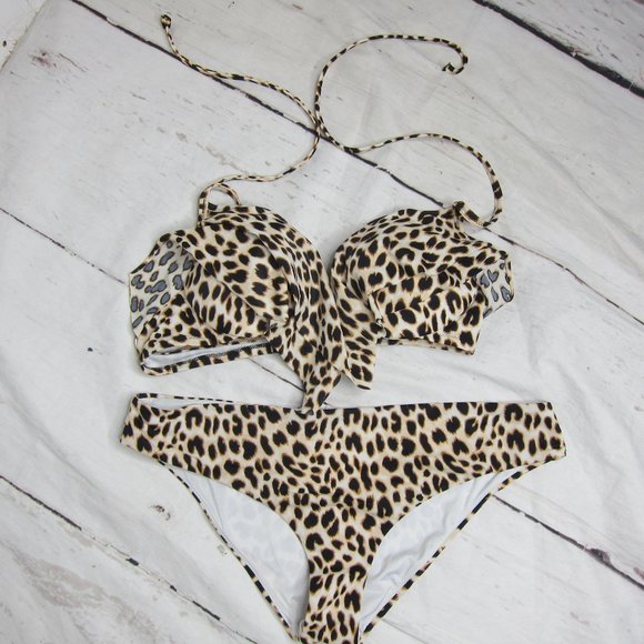 PINK Victoria's Secret Leopard Print Bikini TOP - Picture 3 of 9